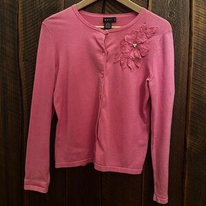 Vintage Evie button down cardigan with flower, small